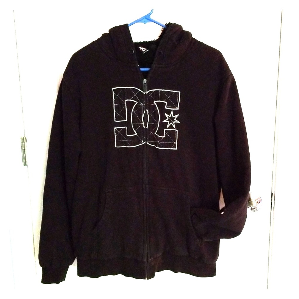 DC Men's Full Zip Up Fleece Hooded Jacket Size L